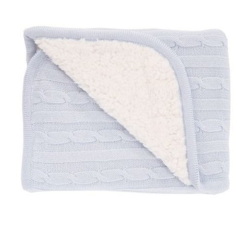Kikkaboo takaró kötött/sherpa kétoldalas 75x100cm melange kék