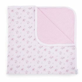 Kikkaboo takaró jersey kétoldalas 80x80cm virágos pink