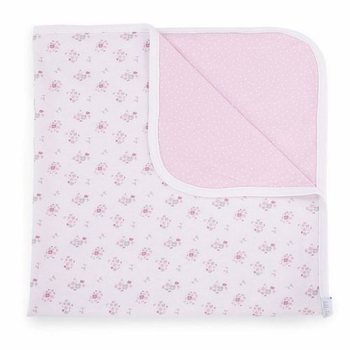 Kikkaboo takaró jersey kétoldalas 80x80cm virágos pink