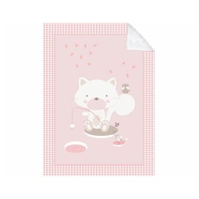   Kikkaboo takaró polár/sherpa kétoldalas 80x110cm Lékhorgász Cica  pink