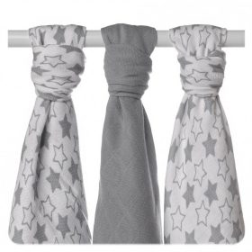   Xkko pelenka bambusz 70x70cm 3db ezüst kicsi csillagok mix BMB070037