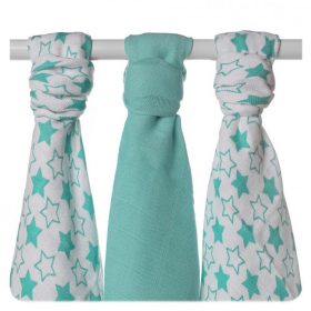   Xkko pelenka bambusz 70x70cm 3db türkíz kicsi csillagok mix BMB070041