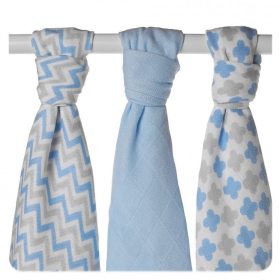   Xkko pelenka bambusz 70x70cm 3db Skandináv kék mix BMB070035