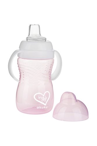Akuku ivópohár szilikon csöpögésmentes 9 hó 280 ml pink