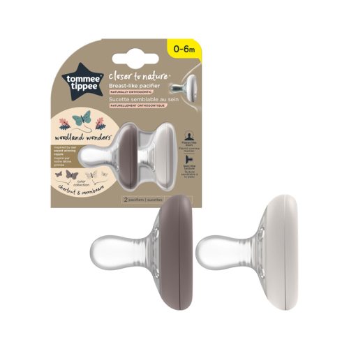 Tommee Tippee nyugtató cumi CTN anyamell formájú 0-6 hó 2db chestnut and moonbeam  