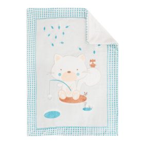   Kikkaboo takaró polár/sherpa kétoldalas 80x110cm Lékhorgász Cica menta