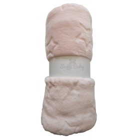   Soffi Baby takaró plüss dupla nyomott-mintás rózsaszín csillag 75x100cm