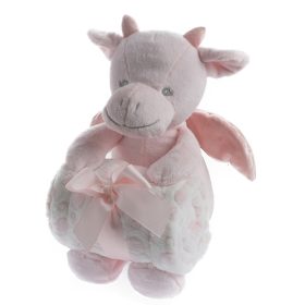   Gamberritos takaró - wellsoft 80x110cm - plüss játékkal sárkány rózsaszín 10574