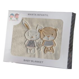   Gamberritos takaró - plüss 110x140cm maci és nyuszi szürke 10601