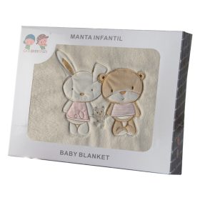   Gamberritos takaró - plüss 110x140cm maci és nyuszi rózsaszín 10601