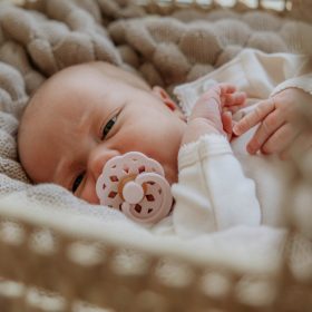   BIBS játszócumi - Boheme natúr kaucsuk 0-6 hó cseresznyevirág és hamvas lila 2 db