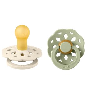   BIBS játszócumi - Boheme natúr kaucsuk 0-6 hó krémfehér és zsálya 2 db