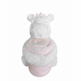   Kikkaboo takaró - 75x100 cm plüss játákkal ölelő viziló rózsaszín