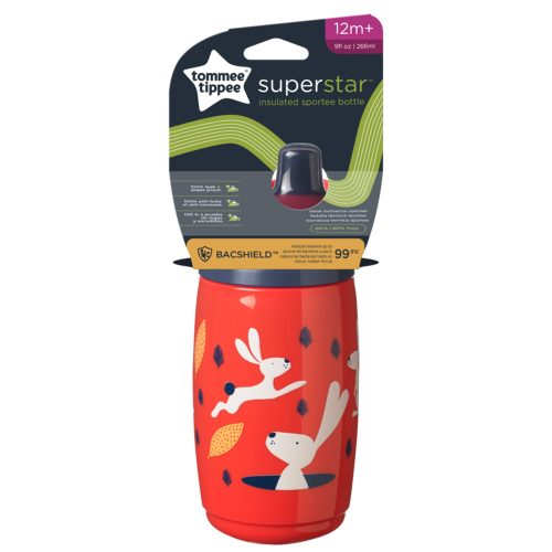 Tommee Tippee itatópohár - Superstar Insulated Sportee Bottle sportkupakos hőtartó 266ml 12hó piros