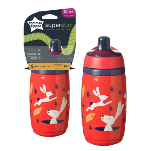 Tommee Tippee itatópohár - Superstar Insulated Sportee Bottle sportkupakos hőtartó 266ml 12hó piros