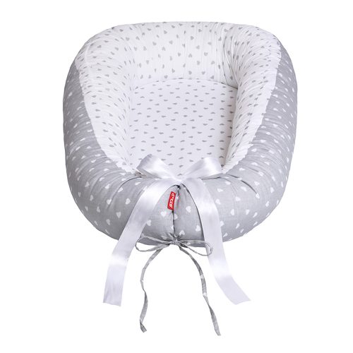 Scamp babafészek kókuszbetétes Little Heart White Grey BF002