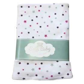   Soffi Baby takaró pamut dupla fehér lila csillagok 75x100cm