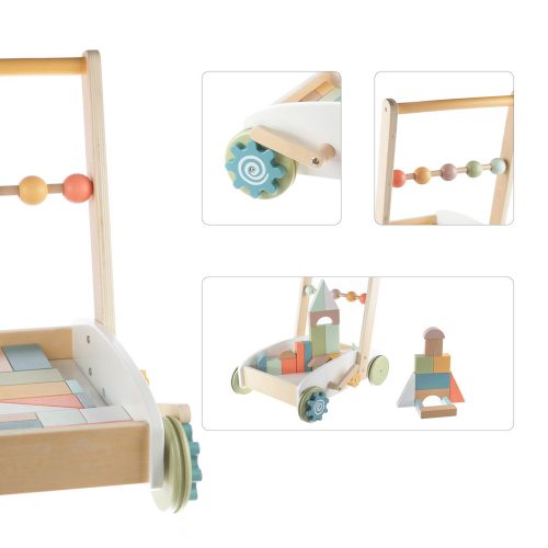 Zopa fa járássegítő kiskocsi játékkockákkal