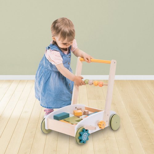 Zopa fa járássegítő kiskocsi játékkockákkal