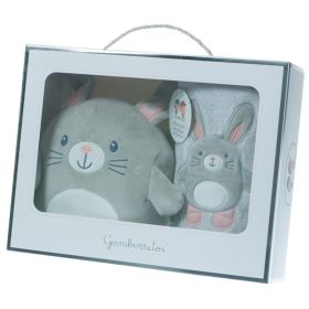   Gamberritos takaró wellsoft 80x110cm plüss játékkal szürke/rózsaszín nyuszi 10757