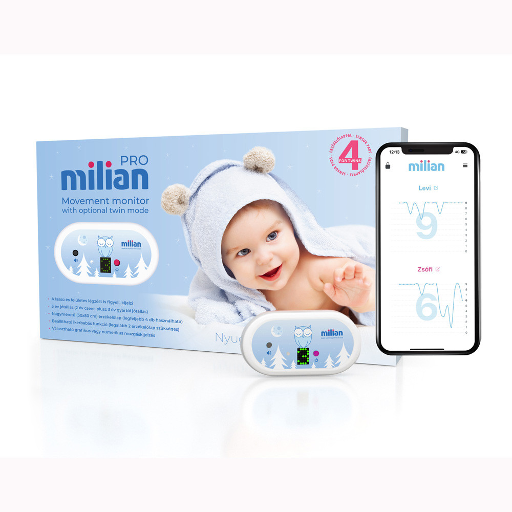 Milian légzésfigyelő PRO Bluetooth Twins 4db érzékelőlappal fő kép