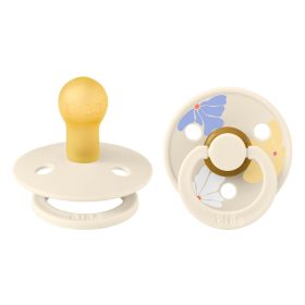   BIBS játszócumi - Studio Virágzás Colour natúr kaucsuk 0-6 hó krémfehér mix 2 db