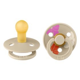   BIBS játszócumi - Studio Virágzás Colour natúr kaucsuk 0-6 hó vanília mix 2 db