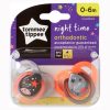 Tommee Tippee játszócumi CTN Night 2 db 0-6 hó neon narancs-szürke