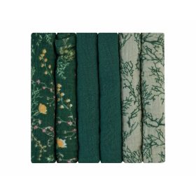   Kikkaboo nyálkendő 6 db muszlin 30x30cm Secret Garden zöld