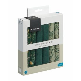   Kikkaboo nyálkendő 6 db muszlin 30x30cm Secret Garden zöld