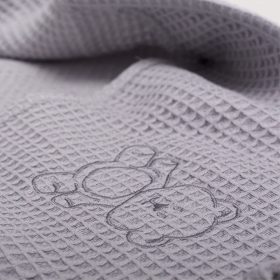 Vaganza fürdőlepedő Waffle 70X70cm szürke hímzett maci