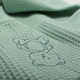 Vaganza fürdőlepedő Waffle 70X70cm zöld hímzett maci