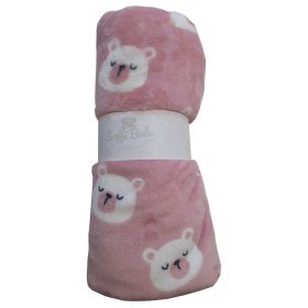   Soffi Baby takaró plüss dupla mályva fehér macipofi 75x100cm