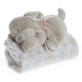   Gamberritos wellsoft takaró 80x110cm plüss játékkal  kutya bézs 10899