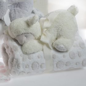   Gamberritos wellsoft takaró 80x110cm plüss játékkal  bárány fehér 10899