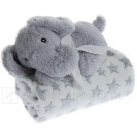   Gamberritos wellsoft takaró 80x110cm plüss játékkal  elefánt szürke 10899