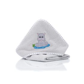   Fillikid kapucnis törölköző 75x75 víziló szürke 1032-17