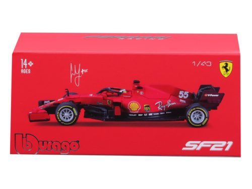 Bburago 1/43 versenyautó - Ferrari, 2021-es szezon autó versenyzõvel