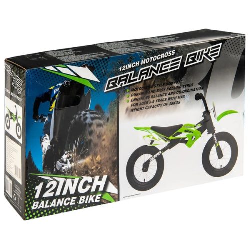 12 colos futóbicikli Moto X Balance Motocross Bike fekete/zöld