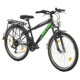   24 colos ATB városi kerékpár, matt fekete, StVZO kompatibilis