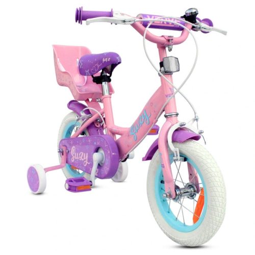 12 colos gyerekbicikli Suzy pótkerekekkel, rózsaszín