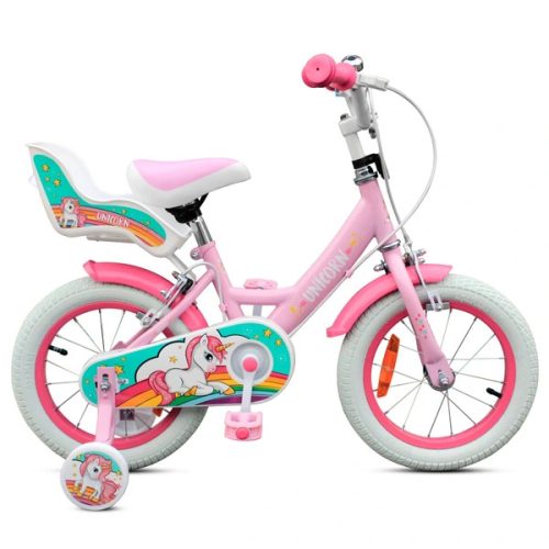 14 colos Verve Unicorn gyerekbicikli pótkerekekkel, rózsaszín