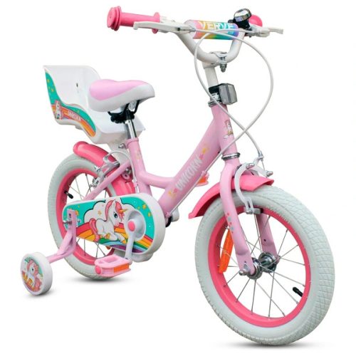14 colos Verve Unicorn gyerekbicikli pótkerekekkel, rózsaszín