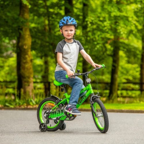 16 colos Verve Max gyermekkerékpár pótkerekekkel, zöld