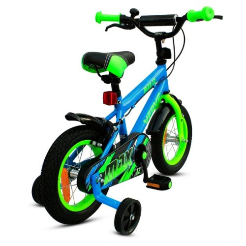 12 colos Verve Max gyermekkerékpár pótkerekekkel, kék/zöld