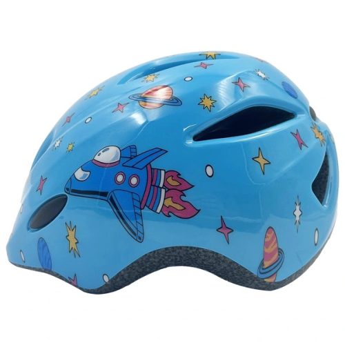 Thorpe kerékpáros sisak lámpával, rakéta dizájn, világoskék, 48-52 cm méret