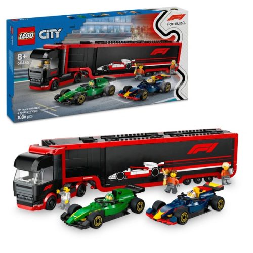 LEGO City Formula 1 Szállítóautó RB20 és AMR24 F1 versenyautókkal 60445