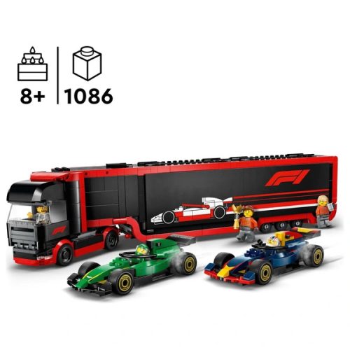 LEGO City Formula 1 Szállítóautó RB20 és AMR24 F1 versenyautókkal 60445