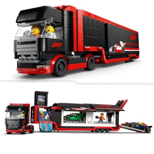 LEGO City Formula 1 Szállítóautó RB20 és AMR24 F1 versenyautókkal 60445