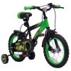 14 colos gyerekkerékpár Strike pótkerekekkel, zöld/fekete